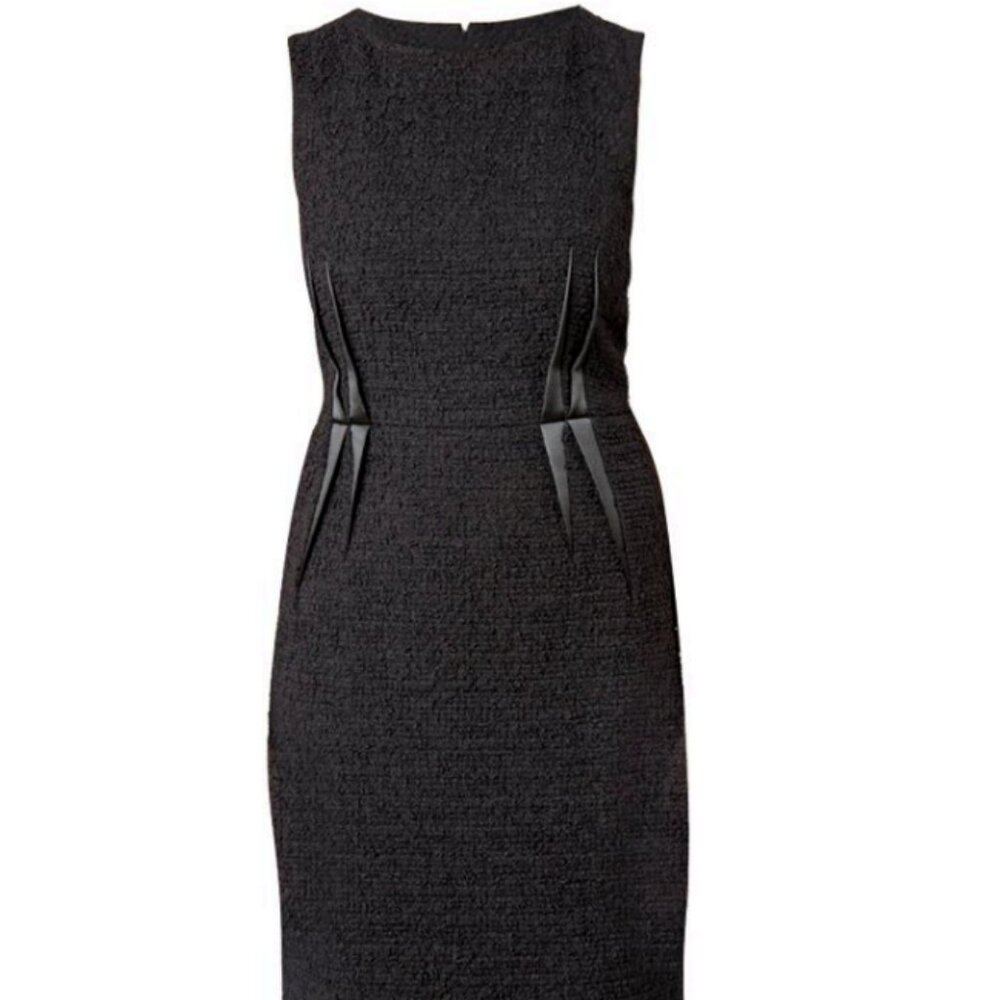 Armani Collezioni Wool Blend Tweed Black Sleeveless Sheath Midi Dress Size 2 - Picture 15 of 15